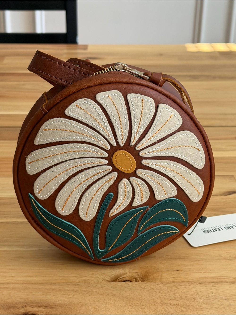 Portland Leather Goods NWT Honey Wildflower Small Circle Crossbody Bag